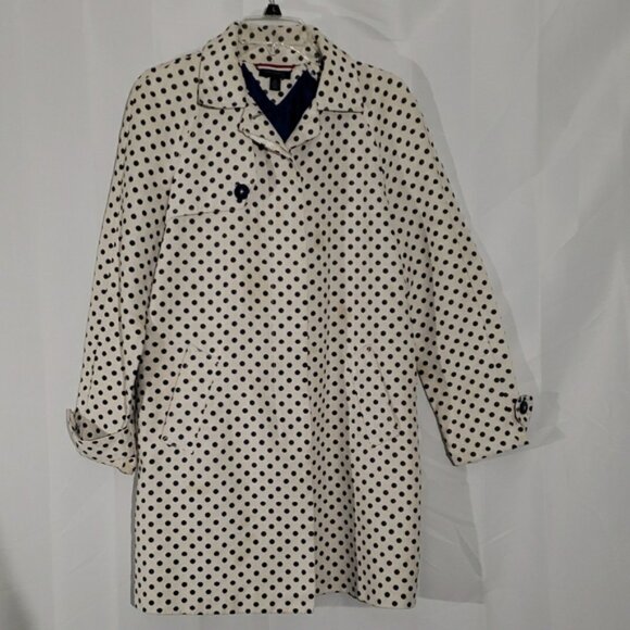 Classic style Tommy Hilfiger retro inspired polka dot trench coat size small - Picture 1 of 12